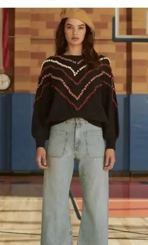 The Great. Bobble Chevron Pom Pom Sweater S Blue