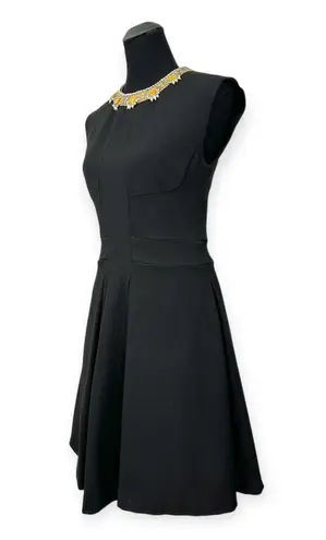 Tracy Reese | Size 4 | Jeweled Collar Black Sleeveless Frock Cocktail Dress