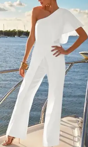 Venus  White One-Shoulder Jumpsuit Size 14 - Image 1