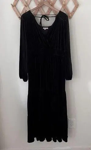 Knox Rose  Whimsigoth Cottagecore Tier Dress XL Peasant Black Blue Velvet Goth