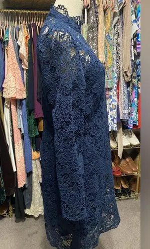 Hope & Harlow Lace Overlay Midi Dress Size 8 Navy Blue