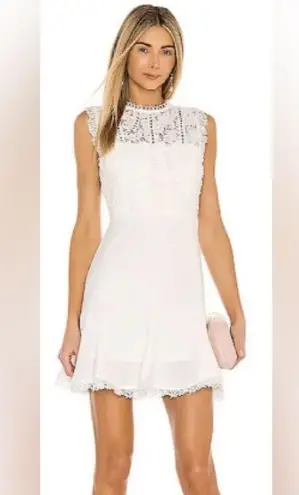 Heartloom Cammie Sleeveless Lace Mini Dress Tulip Hem Eggshell White Size Small