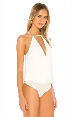 BCBG Maxazria Wrap Front Bodysuit in Gardenia M Sleeveless