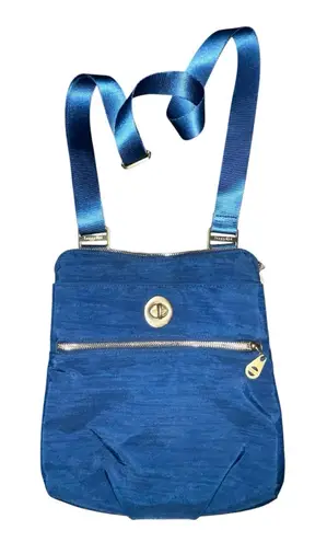 Baggallini Hanover Crossbody Bag Blue Nylon Turn Lock Adjustable Strap Medium