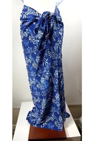 Blue Floral Sarong Wrap Beach Cover