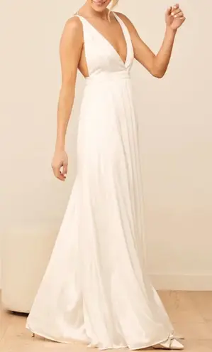 Lulus Elegant real love White satin Sleeveless Maxi Dress size S