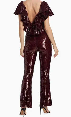 Rotate Birger ChristensenRuffled Sequined jumpsuit Size 10
