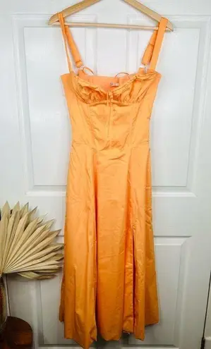 House Of CB  Women's Carmen Tangerine Orange Bustier Midi Sundress Size S Casual