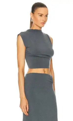 Jade Cropper Asymmetric Crop Top in Dye Grey XSmall New Womens Sleeveless Tank Gray Size XS