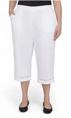 Alfred Dunner Pants Sz 22W Elastic Waist Cropped Lattice Detail Pockets Cruise - Image 1