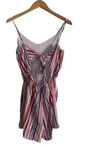 One Clothing  Los Angeles White Blue Orange Striped V-Neck Romper Size Small