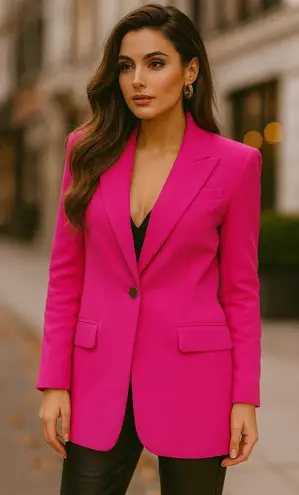 Barbara Bui Tailored Crepe Lined Blazer Jacket Hot Pink 38 Small Luxury Barbie