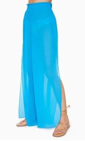 Ramy Brook NWT Textured Athena Palazzo Pant Swim Coverup Blue Pull On Medium
