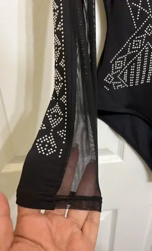 Yoins Mesh Rhinestone Diamond Bodysuit