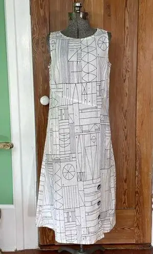 Habitat Tribal Easy Swing Linen Blend Button Detail Dress w/ Pockets Sz Small