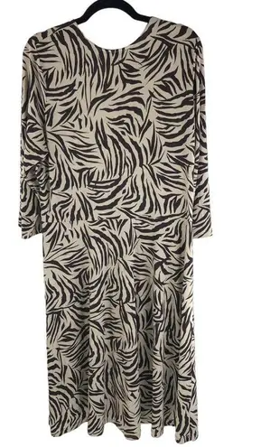 Leota Womens Perfect Wrap Zebra Safari Dress 3/4 Sleeve Beige Plus Size 1X