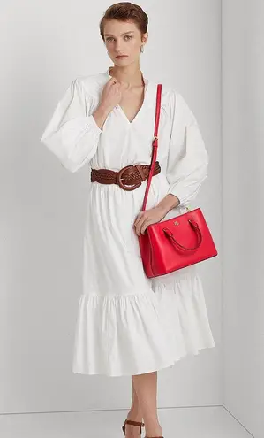 Lauren Ralph Lauren Marcy 26 Small Satchel in Red, NEW w/Tag Retail $350 Red