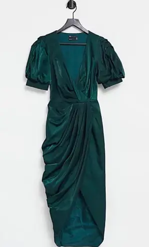 ASOS green Structured Drape Midi Dress 8 Tall