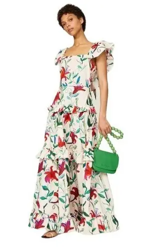La DoubleJ Lilly Floral Print Scarlett Maxi Dress US XS Pink