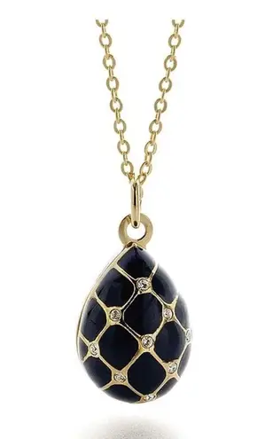 Argyle Egg Necklace Black Onyx And Rhinestone With Matching Earring Set