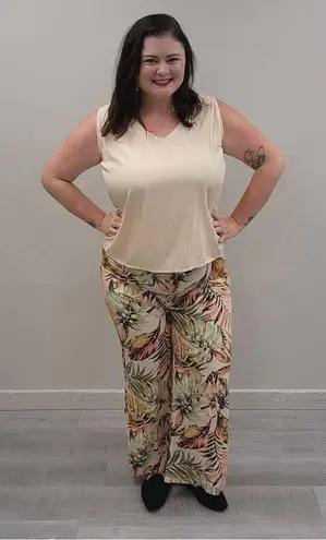 Pineapples Tropical Tank Top And Slit Pants Set