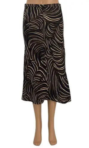 J. McLaughlin  Zambria Bias Louisa May Midi Skirt Brown Black Animal Print Size 4