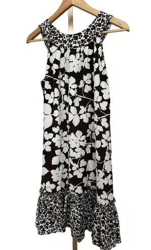 Karen Kane  Halter Beaded Floral Print Flouncy Shift Dress Brown Womens Medium