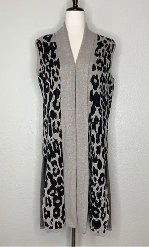 Lane Bryant  Wool Blend Leopard Sleeveless Duster Open Front Long Cardigan