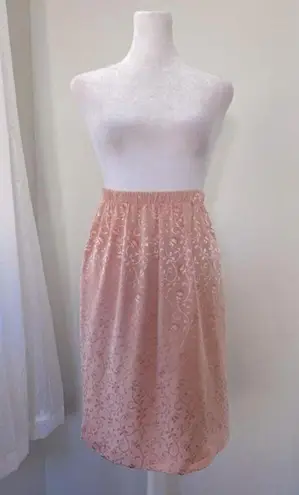 Vintage ‘90s Shimmery Light Pink Floral Print Stretchy Pencil Skirt