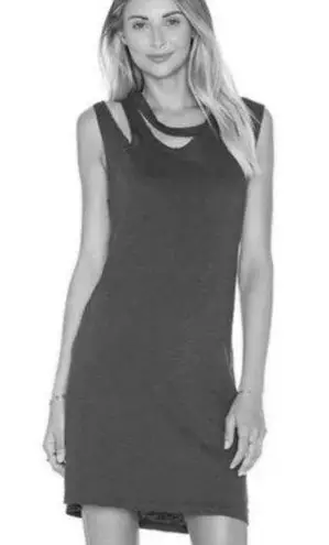 LNA Double Cut Shirt Tank Mini Dress in black made in USA small