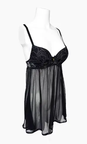 Daisy Fuentes ✦ Black Mesh Sheer Lingerie Nightgown
