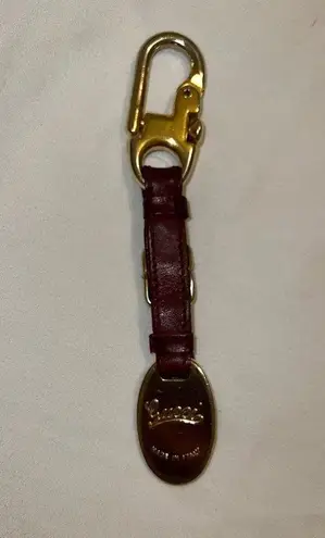 Vintage Leather  keychain Key Chain Key Fob Charm Brown Leather Gucci Logo