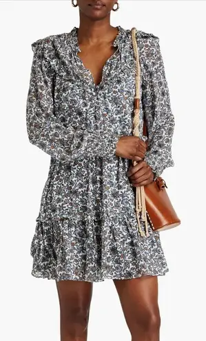 Veronica Beard Savile Printed Silk Crepe Floral Ruffle Mini Dress Women’s Sz 8