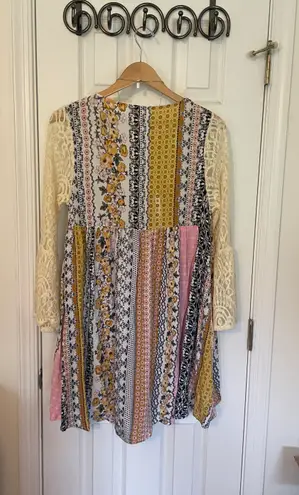 Kori Floral Lace Bell Sleeve Tunic Dress