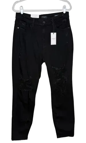 Judy Blue Distressed Boyfriend Jeans Size 13/31 Black Denim Relaxed Fit Stretchy