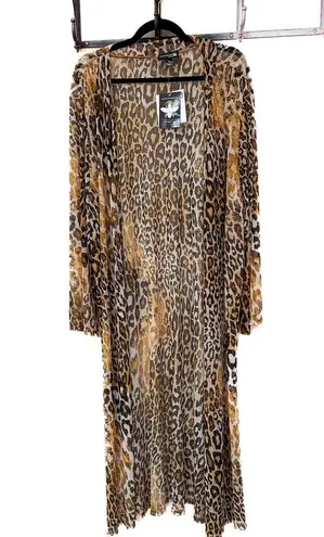 KIMONO LEOPARD PRINT, SHEER. Wrap, cardigan, cover up, over layer Yellow Size 1X