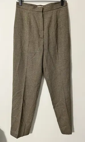 LL Bean Women's Wool Blend Houndstooth Trousers Pants Size 6 Regular Tan Brown