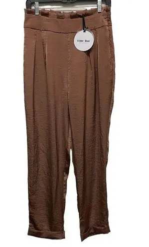 Line and Dot Ali Brown Satin High Waist Crop Trouser Pants paper Bag SZ Medium
