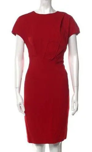 Escada Dress Darla Cherry Red Cerise Cherry Color Lacquer Gathered Detail US 8
