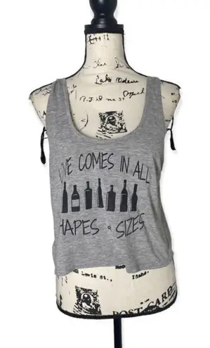 Goddess of Easton Gray Wine Lovers Cropped Tank Top Size S “Love Comes in All Sh