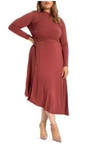 Eloquii Asymmetrical Long Sleeve Midi Dress NEW Plus Size 18