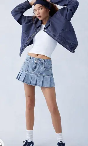 PacSun Lowrise Pleated Mini Skirt Denim