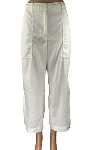 Club Monaco Women's White Linen High Waisted Wide Leg Palazzo Trousers Pants 34
