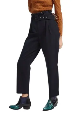 Scotch & Soda Black High Rise Peached Cotton Paper Bag Pants Size XS 140.00