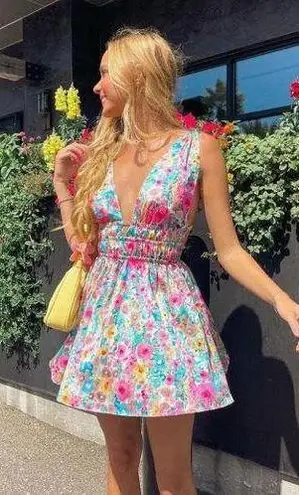 Floral Mini Dress Pink Size M