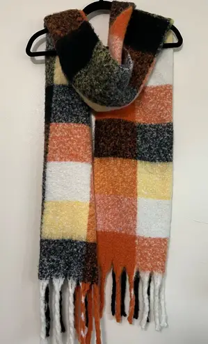 Cozy Oversized Plaid Fringe Scarf