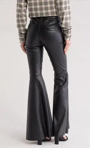 NWT MOTHER The Super Cha Cha Prep Heel Faux Leather Flare Leg Pants Black 23