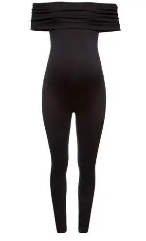 Bumpsuit EUC The Harper Unitard Maternity Jumpsuit Off Shoulder SZ XS Black