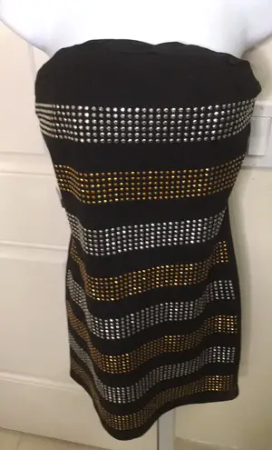 Bongo Strapless  Studded Metallic L Black & Gold