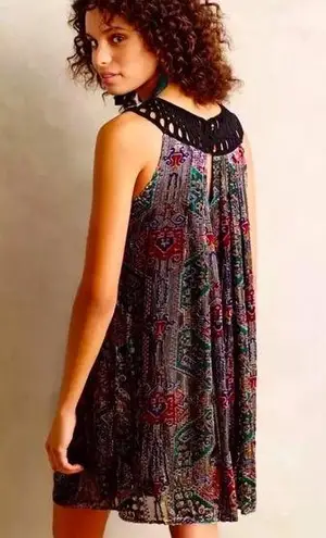 Moulinette Soeurs Anthropologie Linnea Burnout Velvet Metallic Shift Dress Sz XS